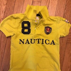 Nautica Boys Neon Yellow Nautical Patch Polo Shirt Size 7